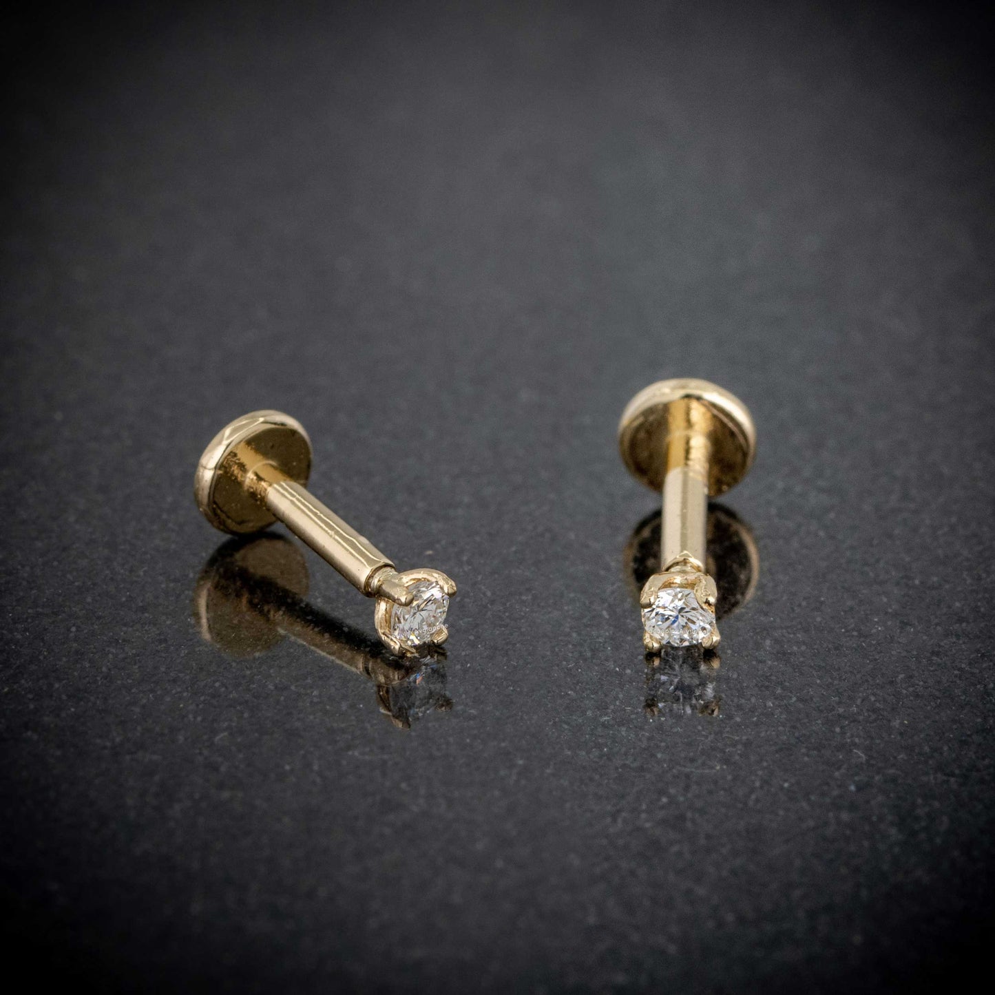 Jewelry Avalanche Unisex 14K Gold 2mm Diamond Labret Studs, Monroe, Lip Ring, 16G