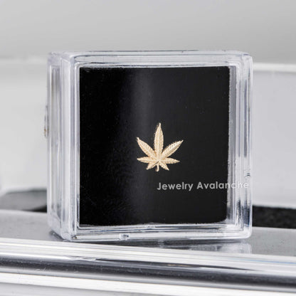 Jewelry Avalanche Solid 14K Gold Marijuana Leaf Labret Stud, Helix, Tragus, 8mm Post, Internally Threaded, Flat Back,