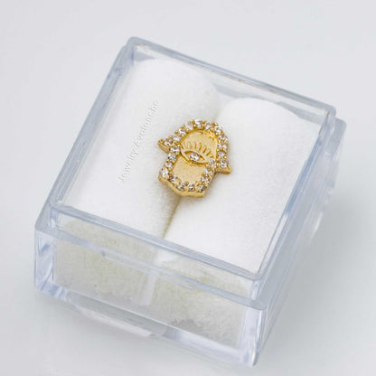 Jewelry Avalanche Solid 14K Gold Hamsa Hand Labret Stud, Helix, Tragus, 8mm Post, Internally Threaded, Flat Back