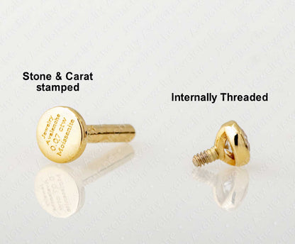 Jewelry Avalanche Unisex 14K Gold Bezel Set 2.5mm Moissanite Labret Studs, Monroe, Lip Ring, 16G