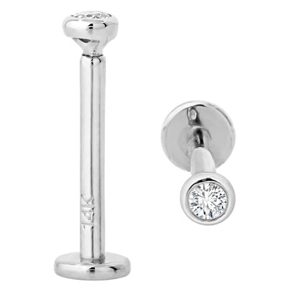 Jewelry Avalanche Unisex 14K Gold Bezel Set 2mm Diamond Labret Studs, Monroe, Lip Ring, 16G