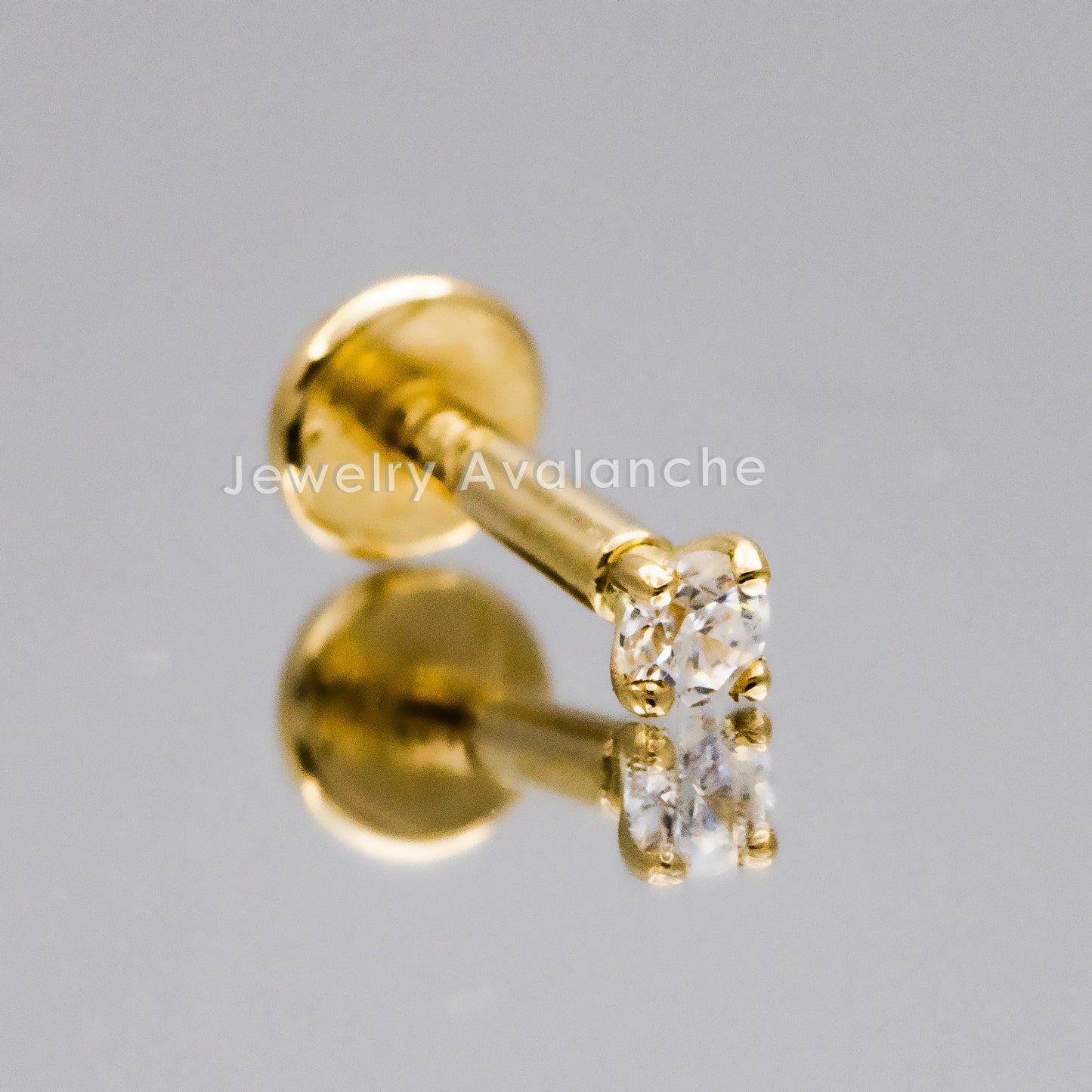 Jewelry Avalanche Unisex 16G 14K Gold 2mm Moissanite Labret Studs, Monroe, Lip Ring, 16G