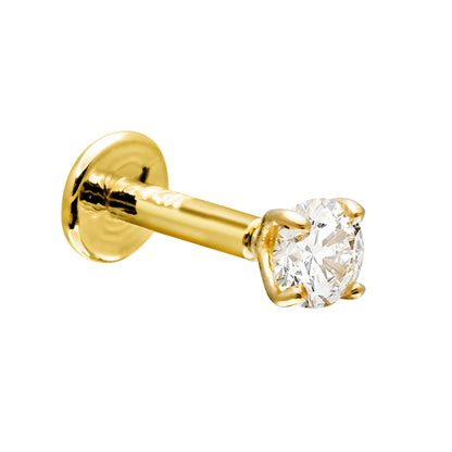 Jewelry Avalanche Unisex 16G 14K Gold 3mm Moissanite Labret Studs, Monroe, Lip Ring, 16G