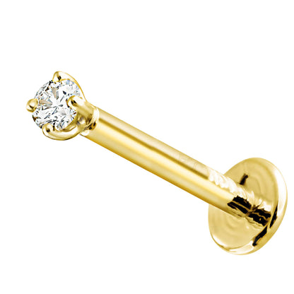 Jewelry Avalanche Unisex 14K Gold 2mm Diamond Labret Studs, Monroe, Lip Ring, 16G