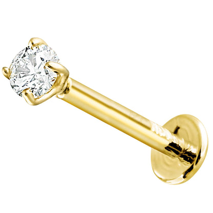 Jewelry Avalanche Unisex 14K Gold 2.5mm Diamond Labret Studs, Monroe, Lip Ring, 16G