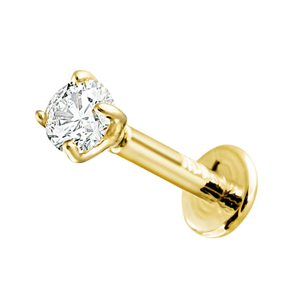 Jewelry Avalanche Unisex 14K Gold 2.5mm Diamond Labret Studs, Monroe, Lip Ring, 16G