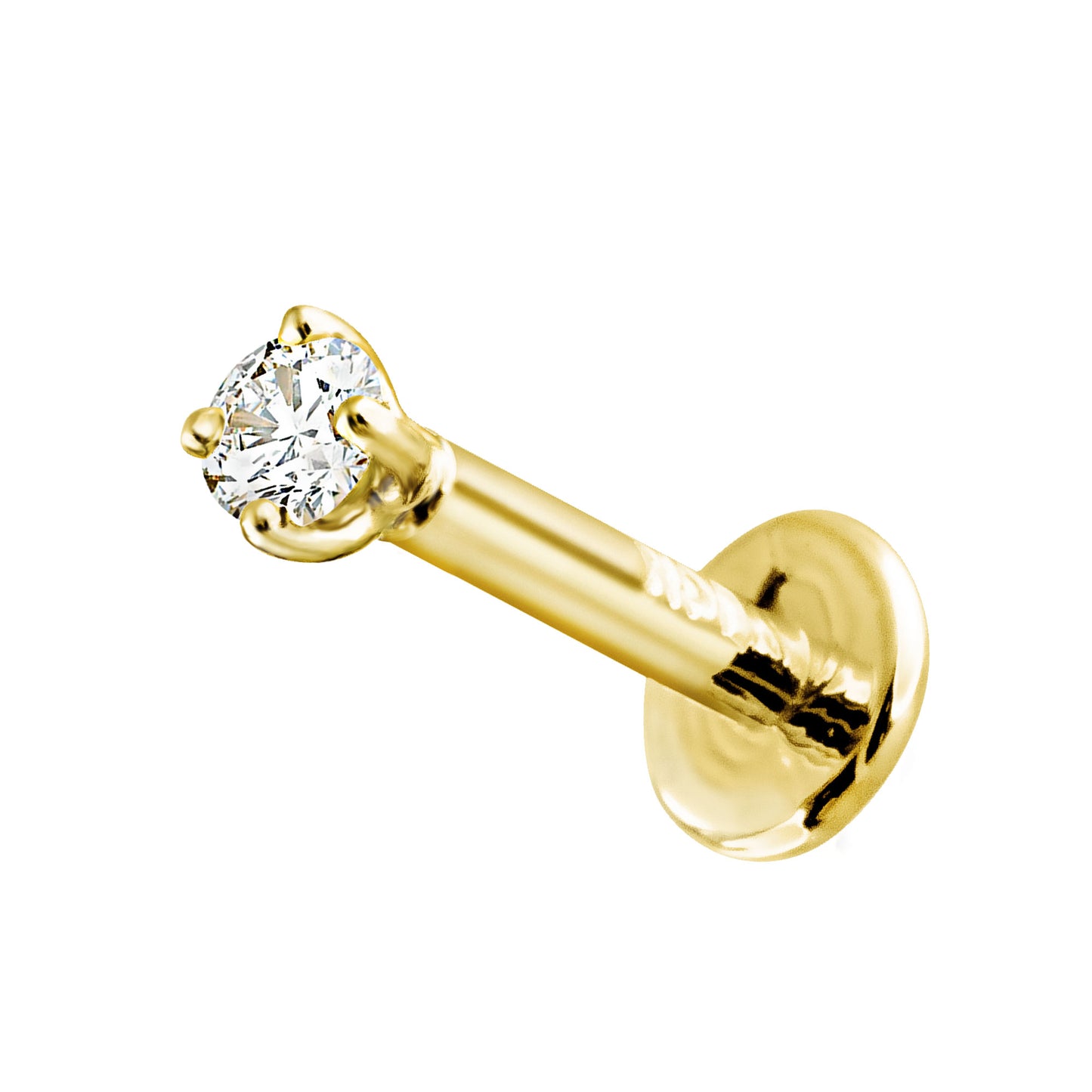 Jewelry Avalanche Unisex 14K Gold 2mm Diamond Labret Studs, Monroe, Lip Ring, 16G