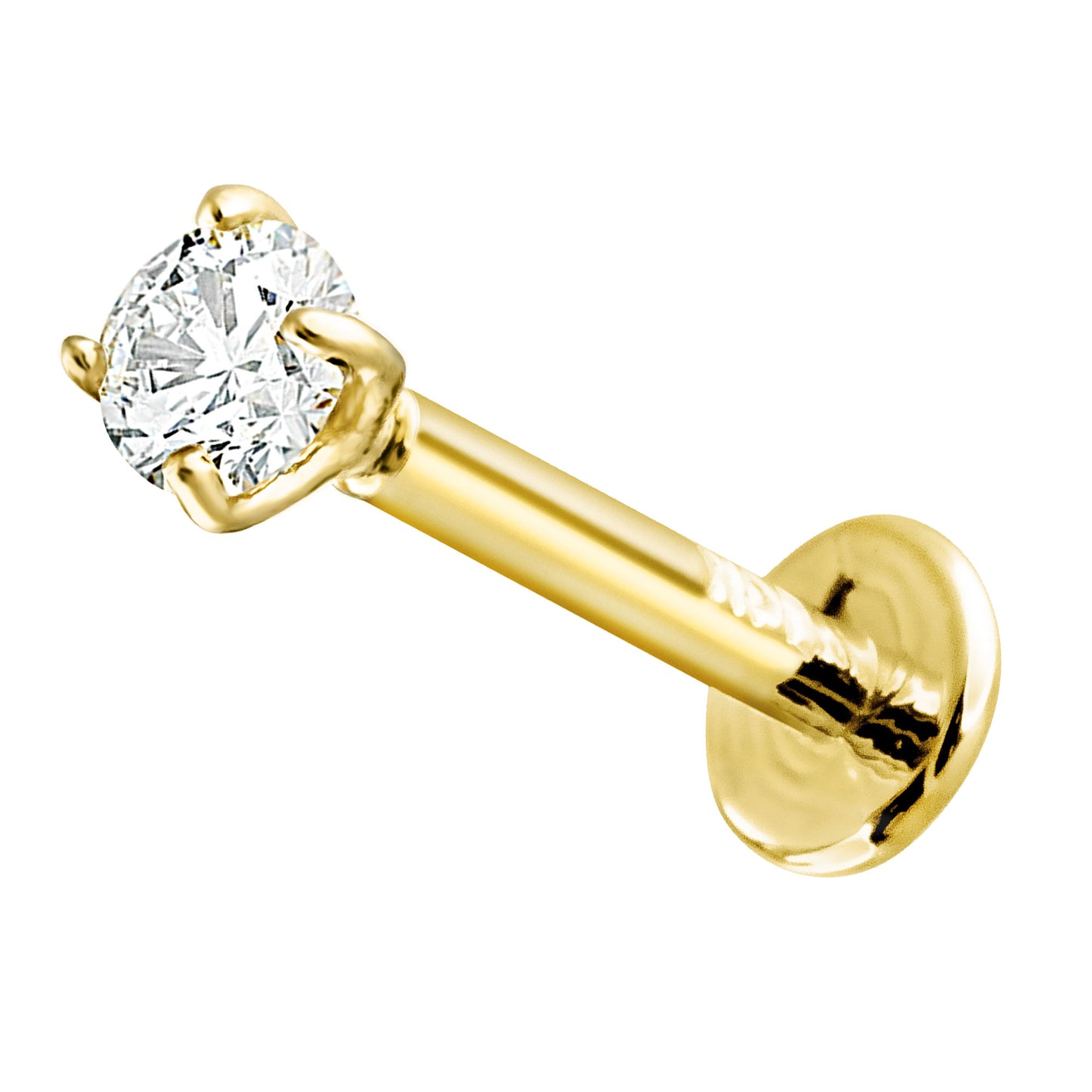 Jewelry Avalanche Unisex 14K Gold 2.5mm Diamond Labret Studs, Monroe, Lip Ring, 16G
