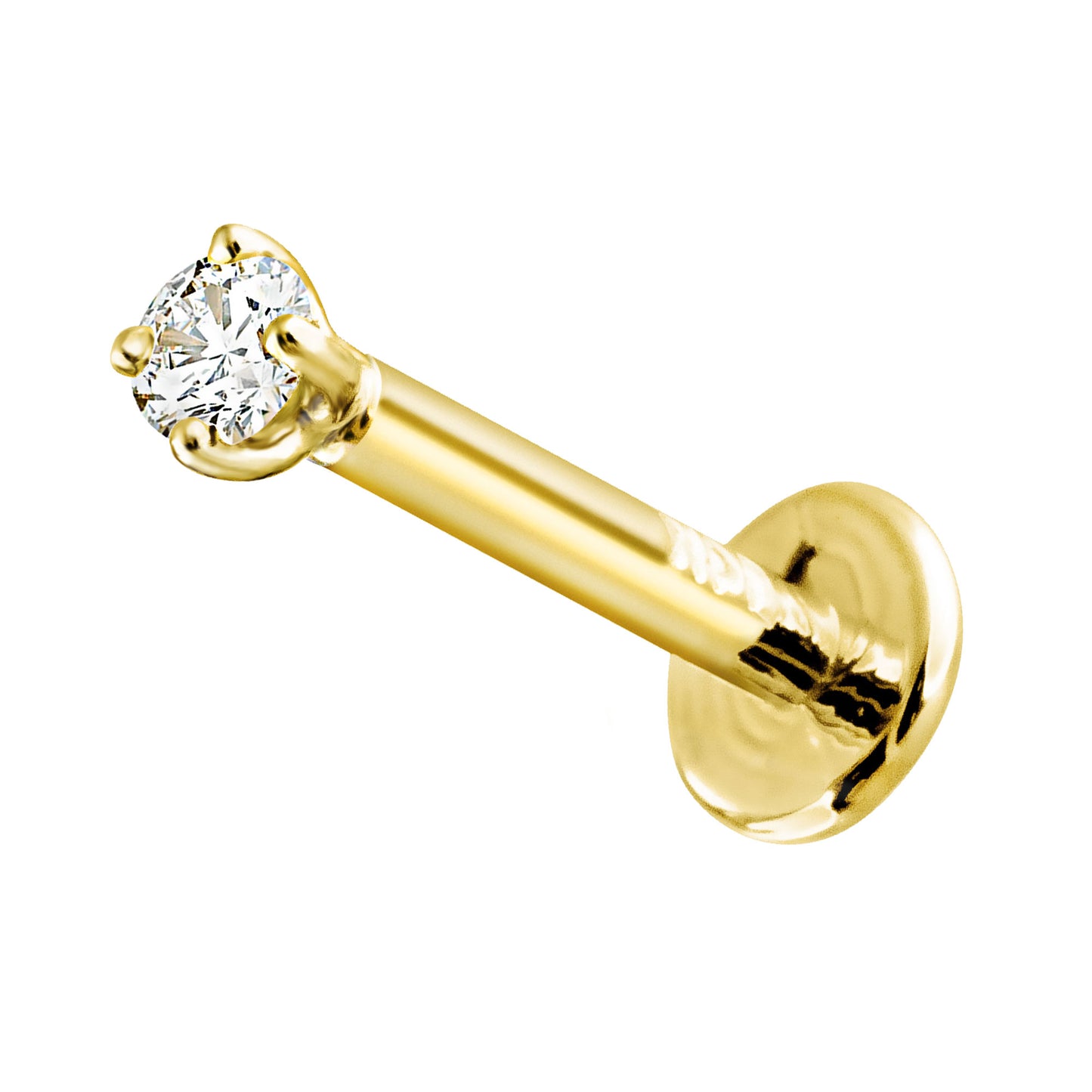 Jewelry Avalanche Unisex 14K Gold 2mm Diamond Labret Studs, Monroe, Lip Ring, 16G