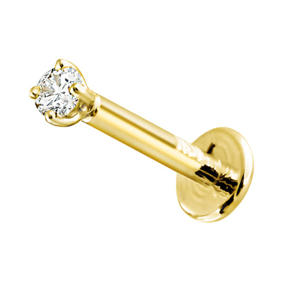 Jewelry Avalanche Unisex 14K Gold 2mm Diamond Labret Studs, Monroe, Lip Ring, 16G