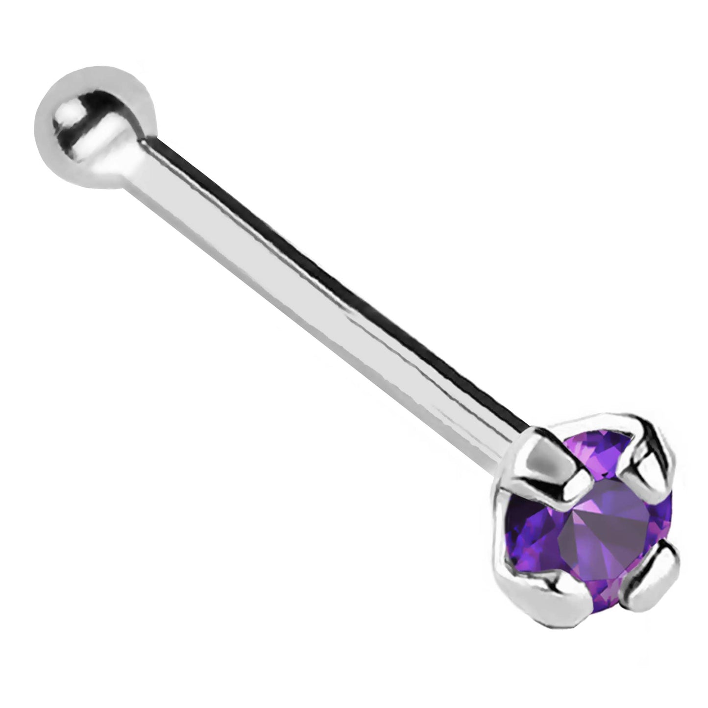 Jewelry Avalanche 22G 14K Gold Ball-end Nose Stud with Amethyst Gemstone