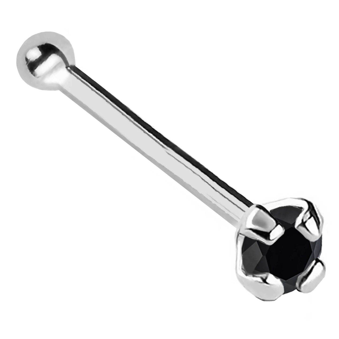 Jewelry Avalanche 22G 14K Gold Ball-end Nose Stud with Black Diamond