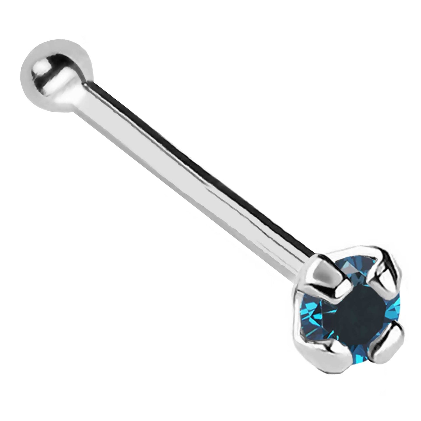 Jewelry Avalanche 22G 14K Gold Ball-end Nose Stud with Blue Diamond