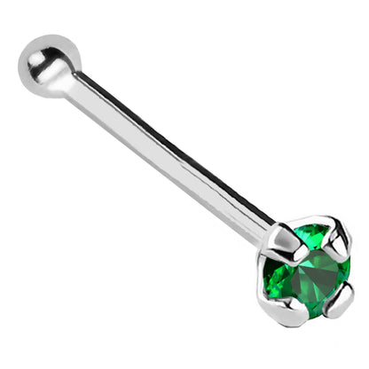 Jewelry Avalanche 22G 14K Gold Ball-end Nose Stud with Emerald Gemstone