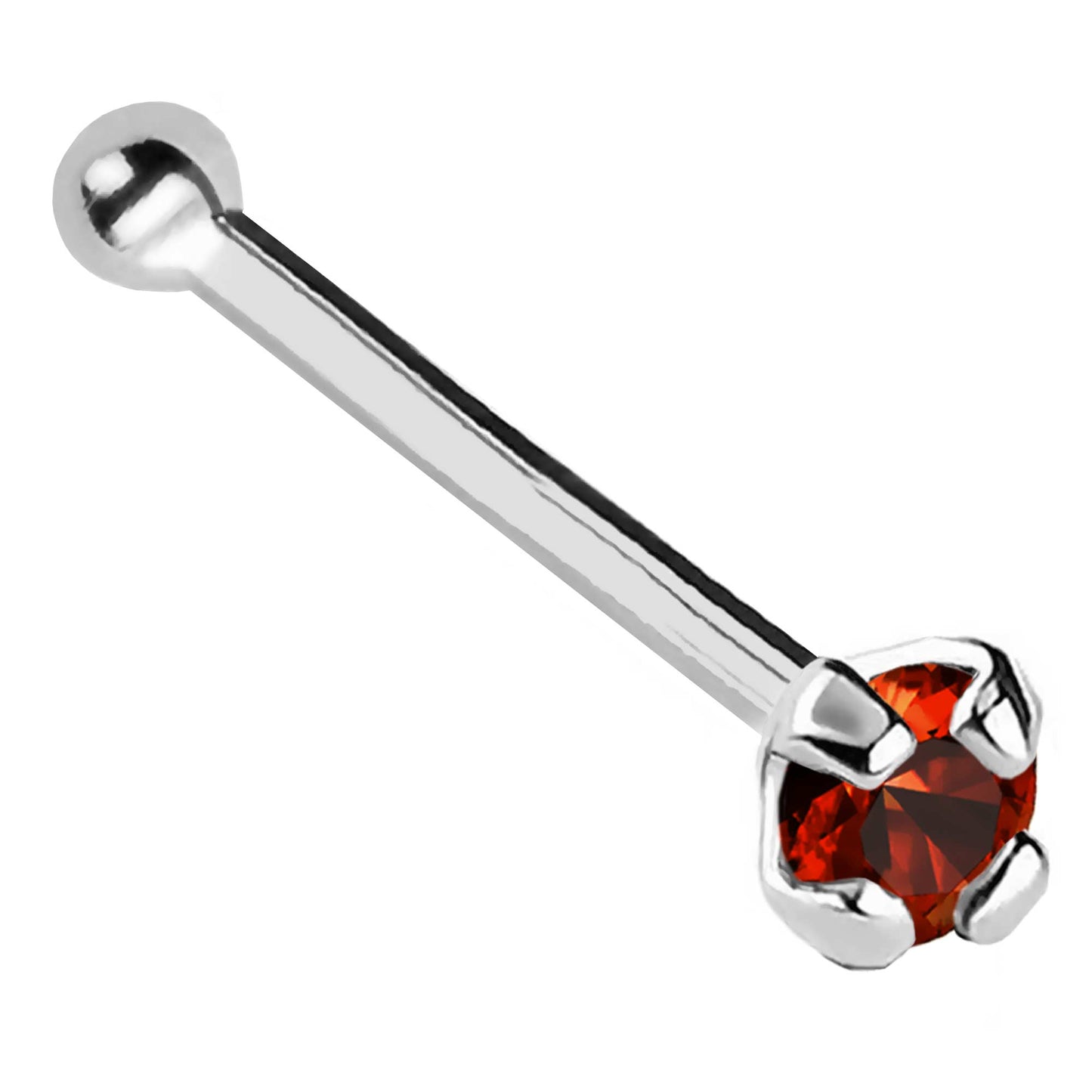 Jewelry Avalanche 22G 14K Gold Ball-end Nose Stud with Garnet Gemstone