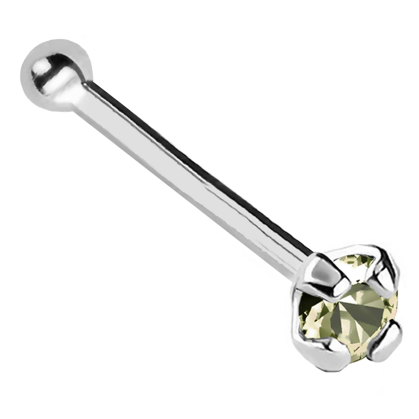 Jewelry Avalanche 22G 14K Gold Ball-end Nose Stud with Peridot Gemstone