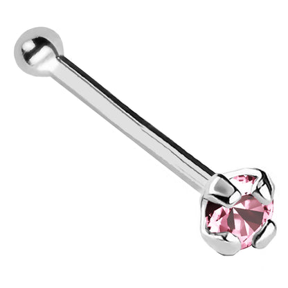 Jewelry Avalanche 22G 14K Gold Ball-end Nose Stud with Pink Tourmaline Gemstone