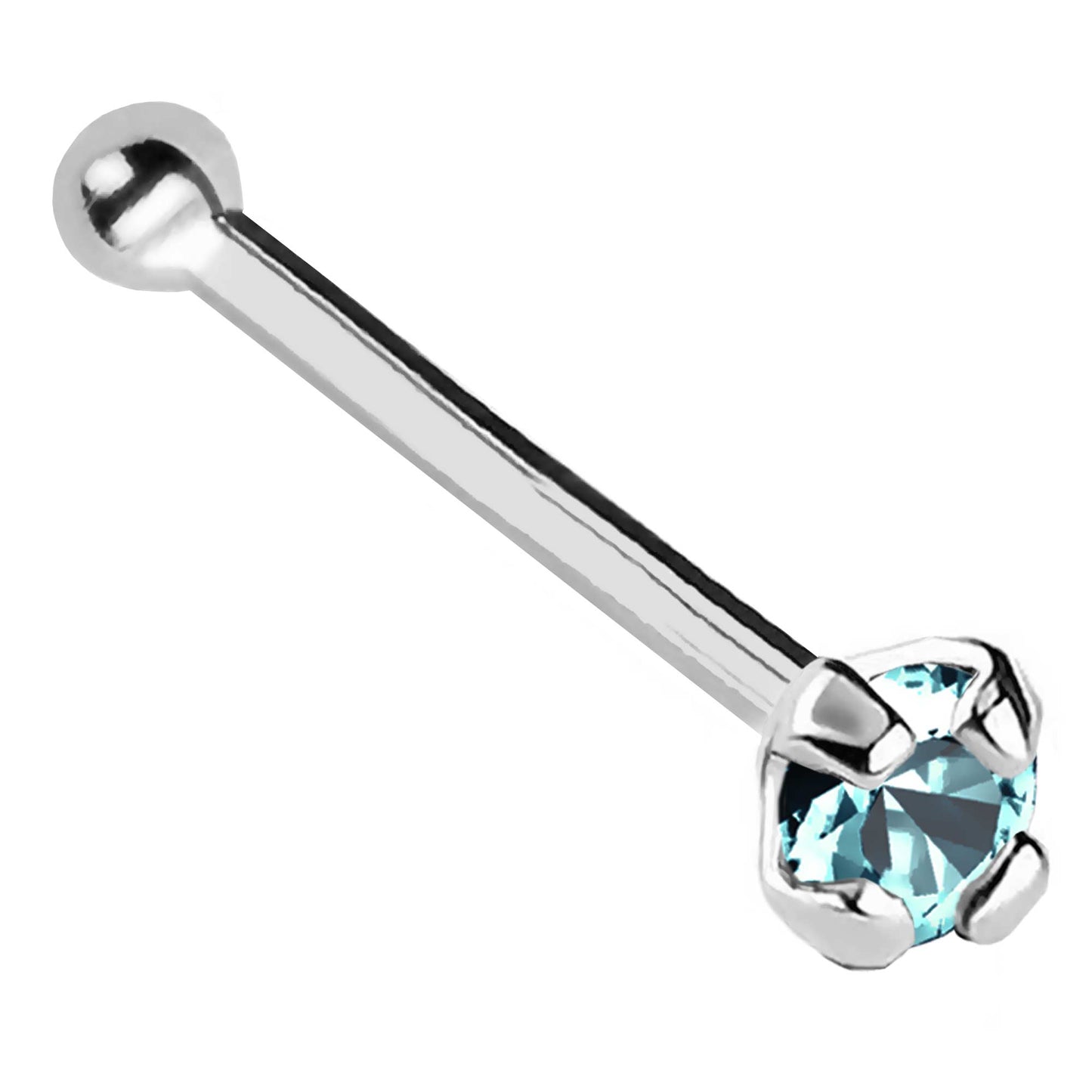 Jewelry Avalanche 22G 14K Gold Ball-end Nose Stud with Blue Topaz Gemstone