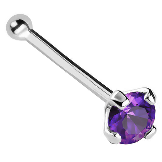 Jewelry Avalanche 22G 14K Gold Ball-end Nose Stud with Amethyst Gemstone