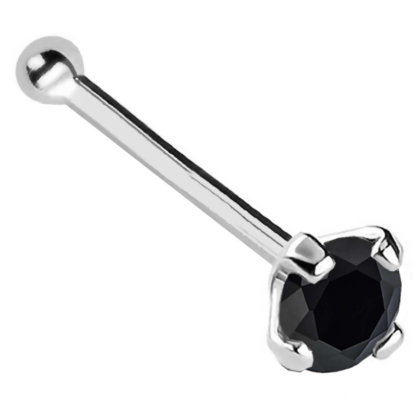 Jewelry Avalanche 22G 14K Gold Ball-end Nose Stud with Black Diamond
