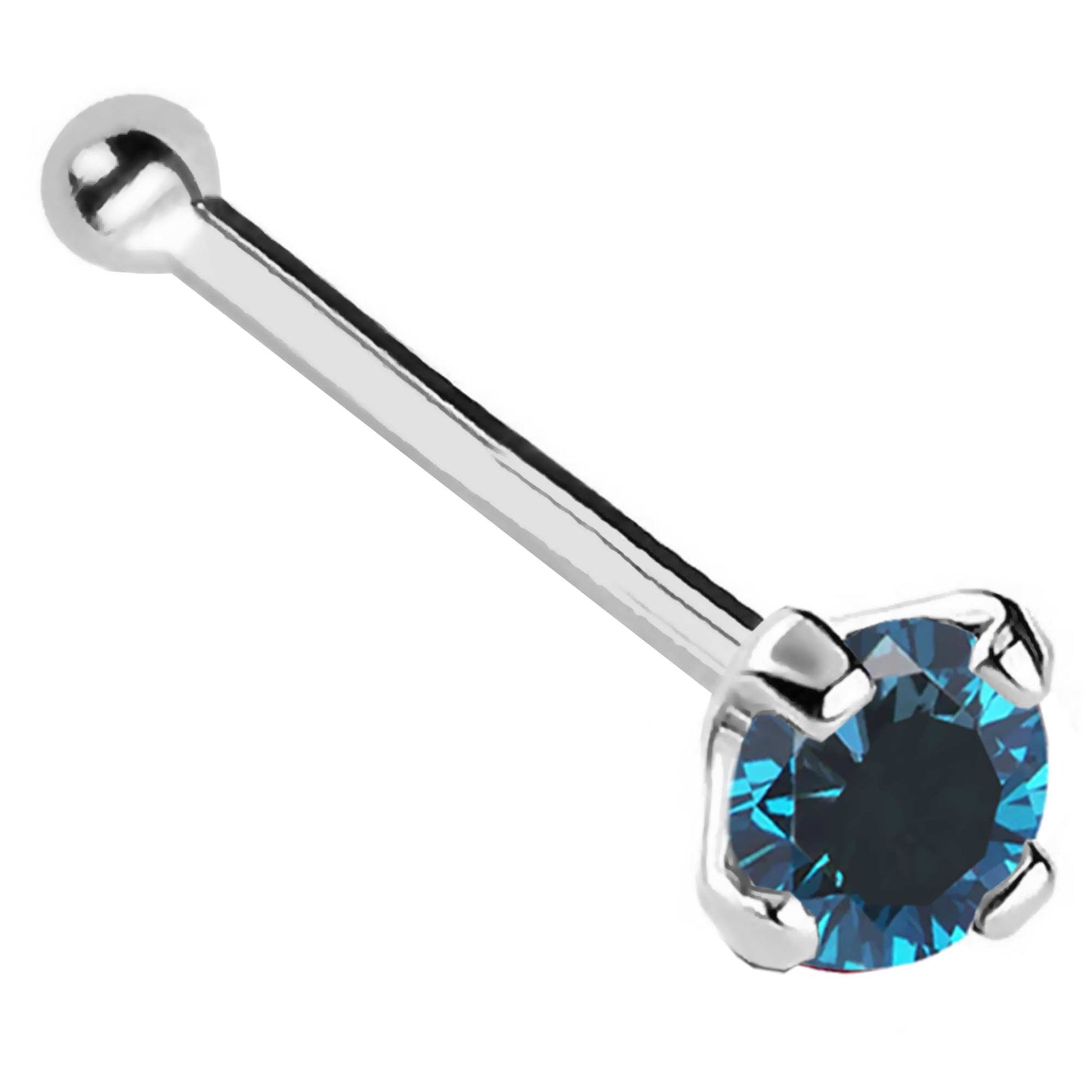 Jewelry Avalanche 22G 14K Gold Ball-end Nose Stud with Blue Diamond