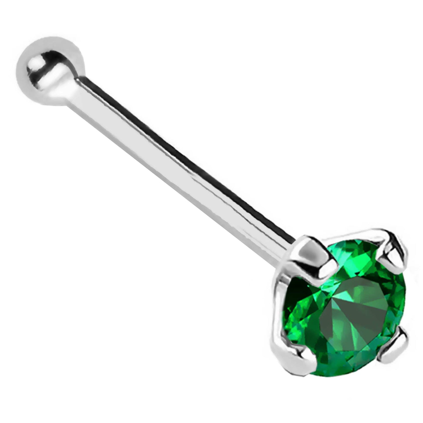 Jewelry Avalanche 22G 14K Gold Ball-end Nose Stud with Emerald Gemstone