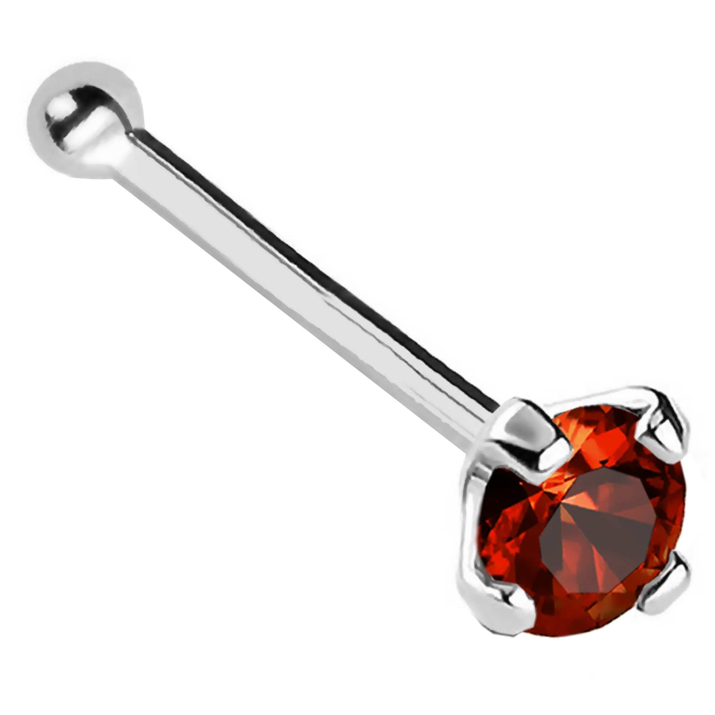 Jewelry Avalanche 22G 14K Gold Ball-end Nose Stud with Garnet Gemstone
