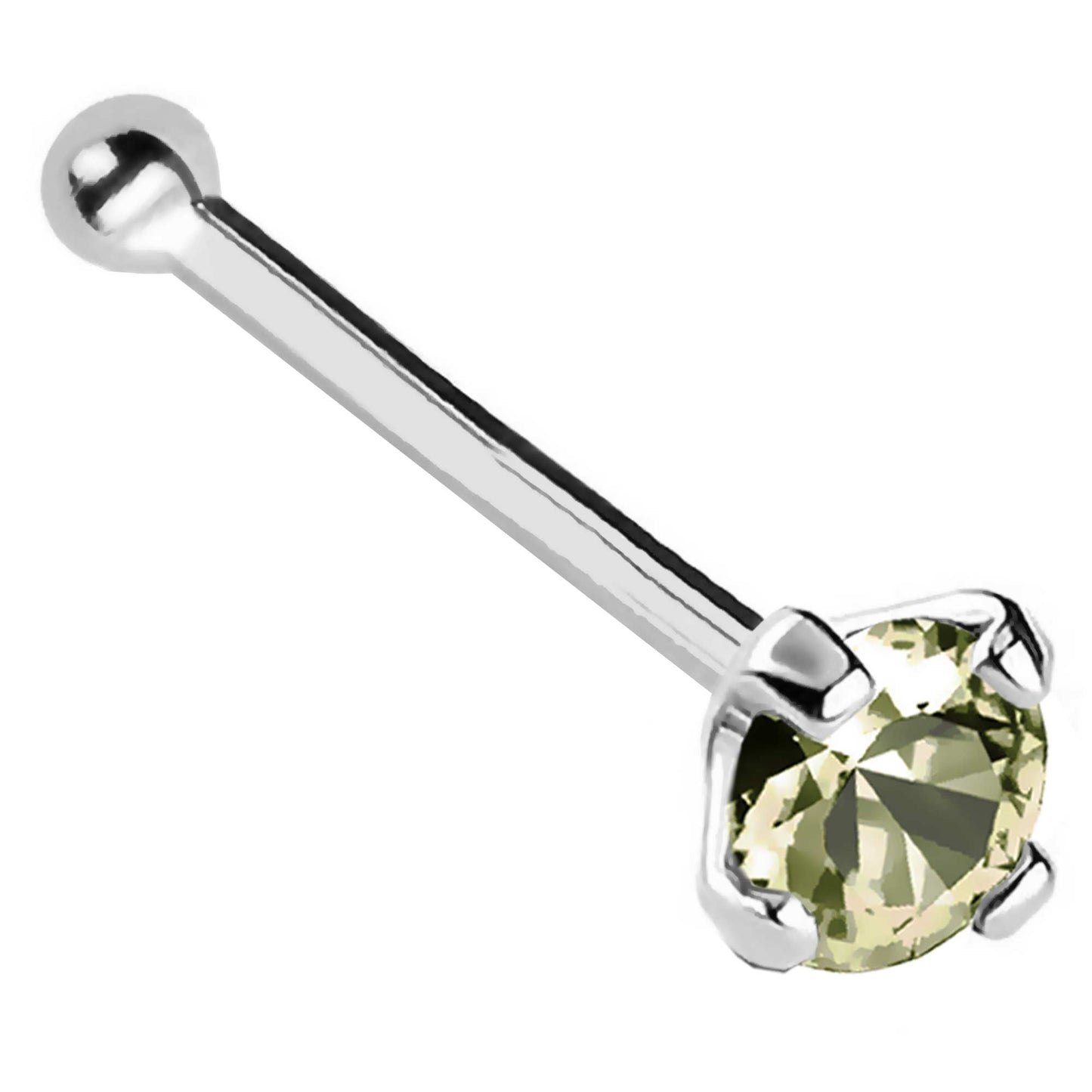 Jewelry Avalanche 22G 14K Gold Ball-end Nose Stud with Peridot Gemstone
