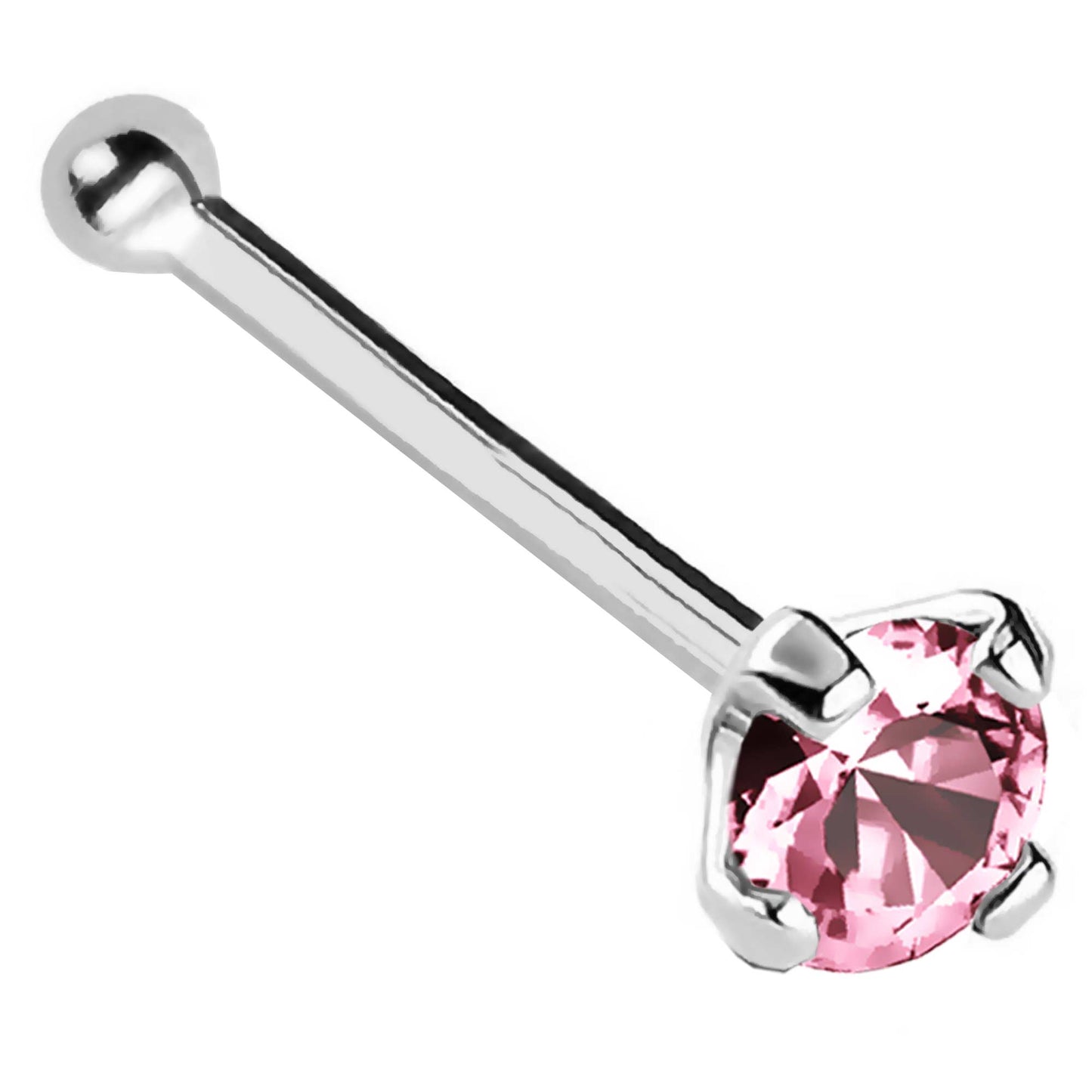 Jewelry Avalanche 22G 14K Gold Ball-end Nose Stud with Pink Tourmaline Gemstone