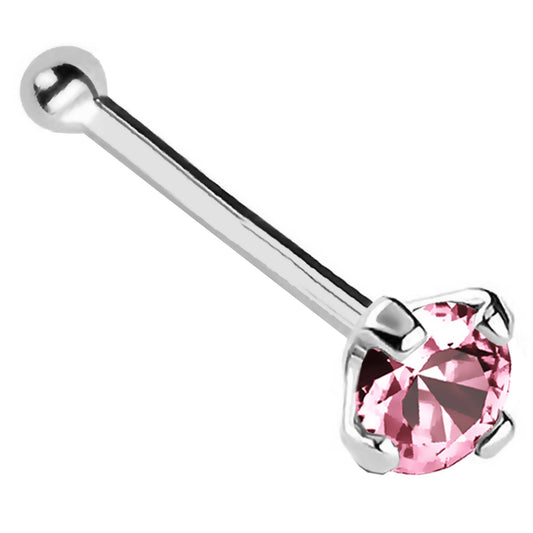 Jewelry Avalanche 22G 14K Gold Ball-end Nose Stud with Pink Tourmaline Gemstone