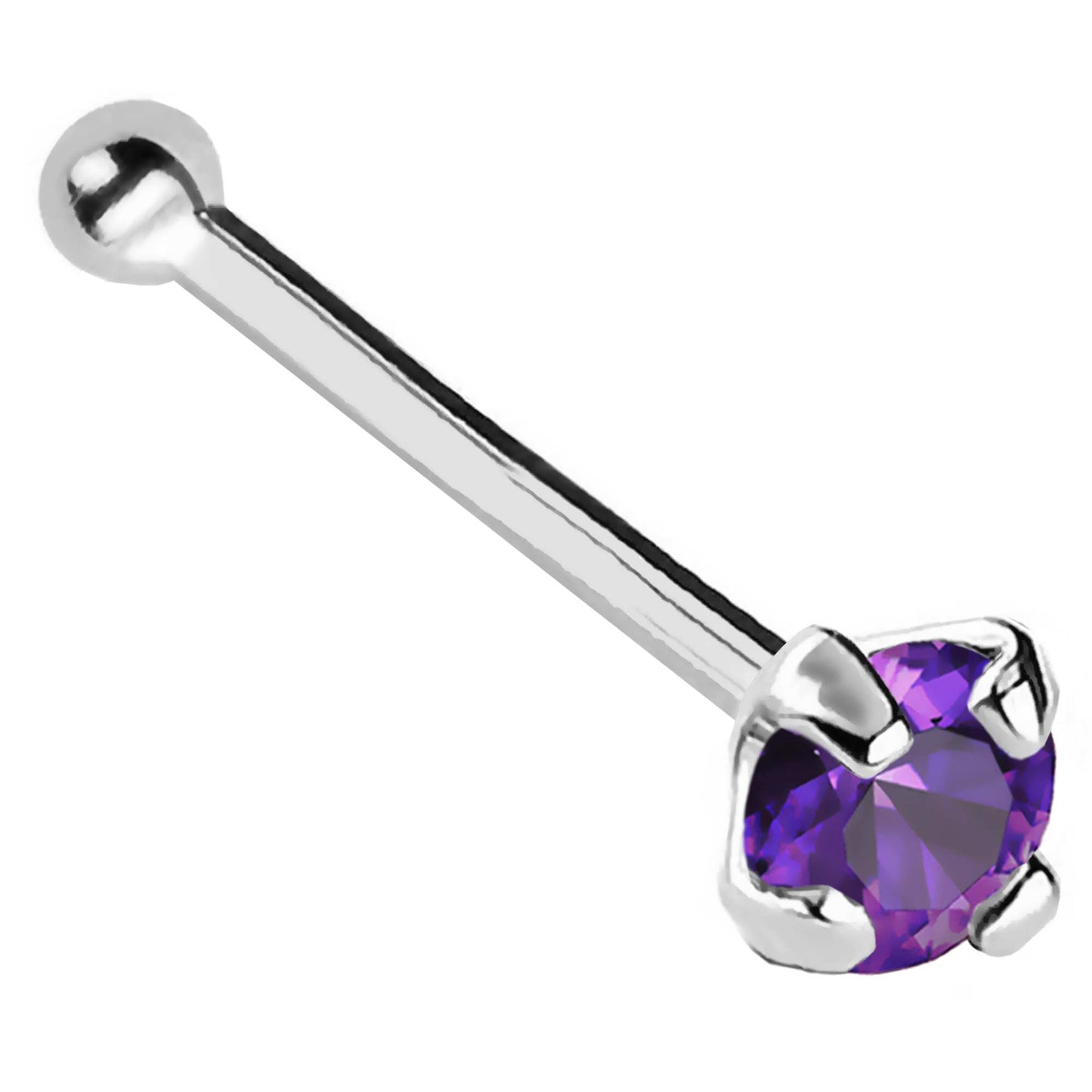 Jewelry Avalanche 22G 14K Gold Ball-end Nose Stud with Amethyst Gemstone