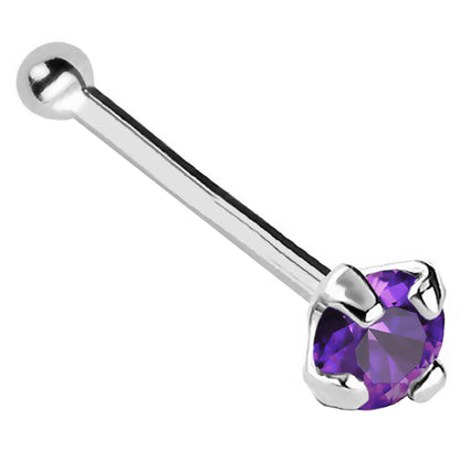 Jewelry Avalanche 22G 14K Gold Ball-end Nose Stud with Amethyst Gemstone