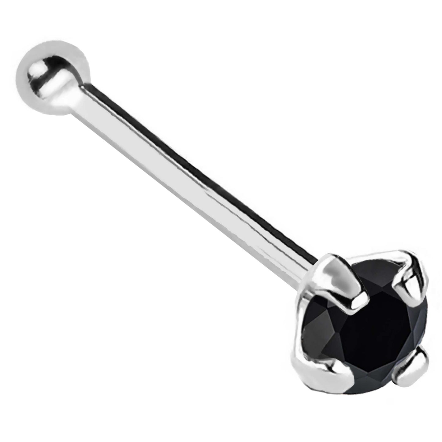 Jewelry Avalanche 22G 14K Gold Ball-end Nose Stud with Black Diamond