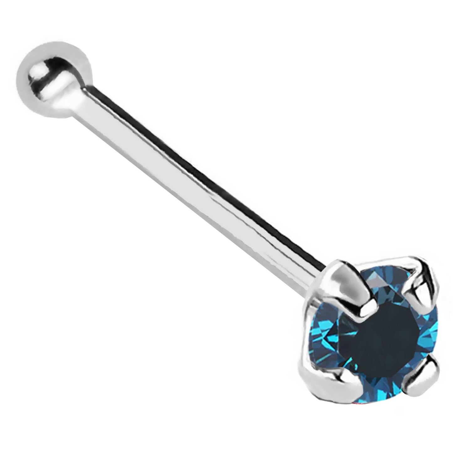 Jewelry Avalanche 22G 14K Gold Ball-end Nose Stud with Blue Diamond