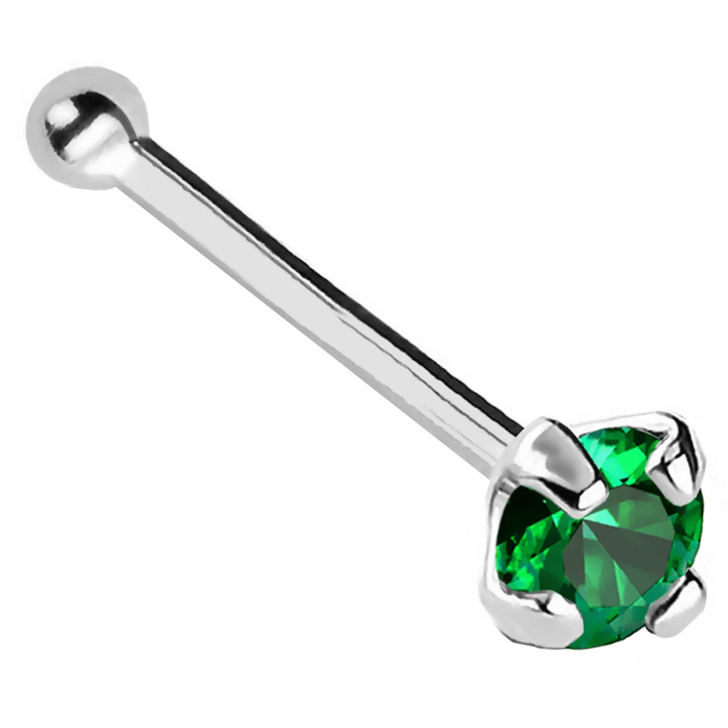 Jewelry Avalanche 22G 14K Gold Ball-end Nose Stud with Emerald Gemstone
