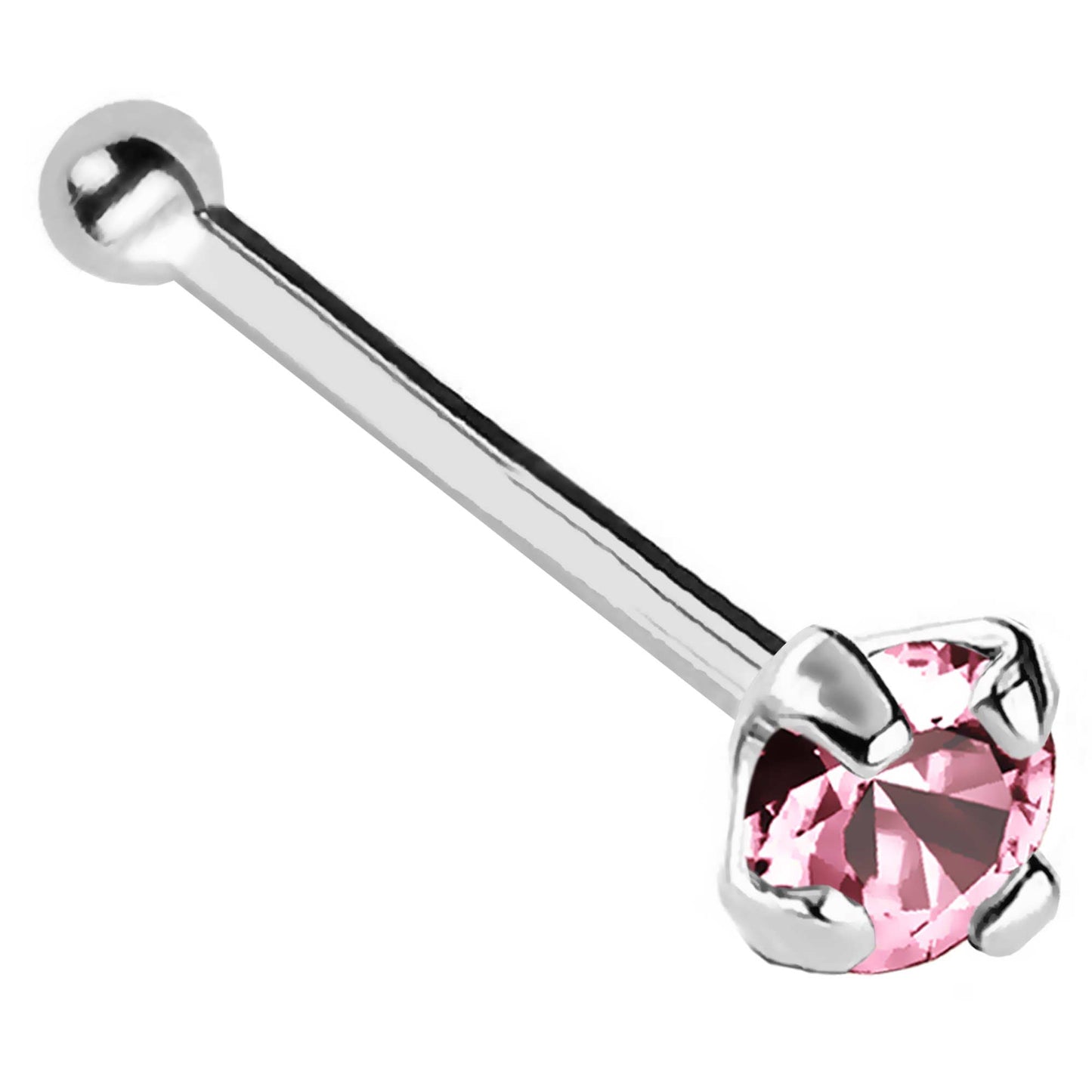 Jewelry Avalanche 22G 14K Gold Ball-end Nose Stud with Pink Tourmaline Gemstone