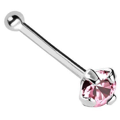 Jewelry Avalanche 22G 14K Gold Ball-end Nose Stud with Pink Tourmaline Gemstone
