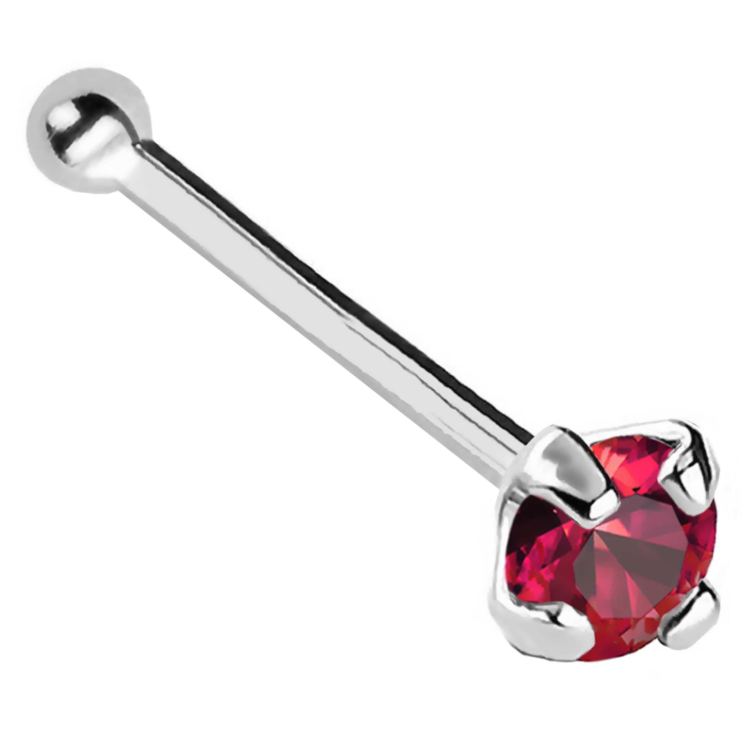 Jewelry Avalanche 22G 14K Gold Ball-end Nose Stud with Ruby Gemstone