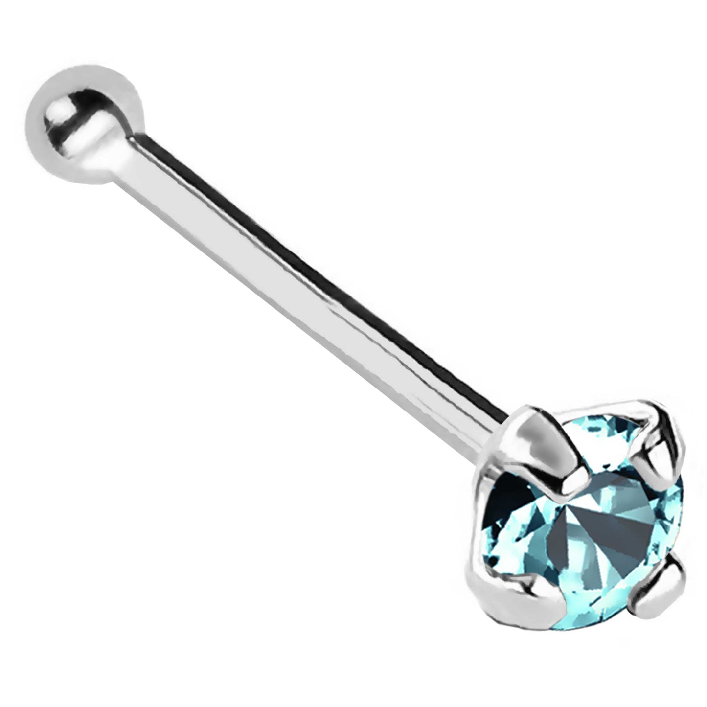 Jewelry Avalanche 22G 14K Gold Ball-end Nose Stud with Blue Topaz Gemstone