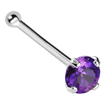 Jewelry Avalanche 22G 14K Gold Ball-end Nose Stud with Amethyst Gemstone