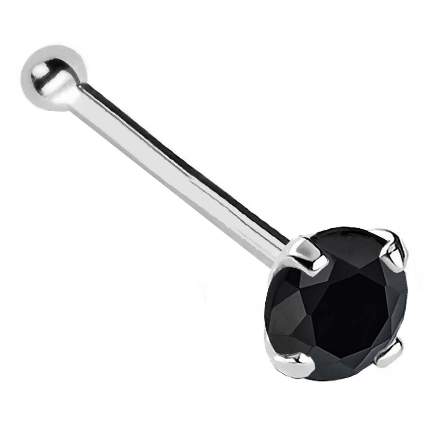 Jewelry Avalanche 22G 14K Gold Ball-end Nose Stud with Black Diamond