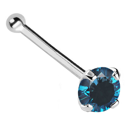 Jewelry Avalanche 22G 14K Gold Ball-end Nose Stud with Blue Diamond