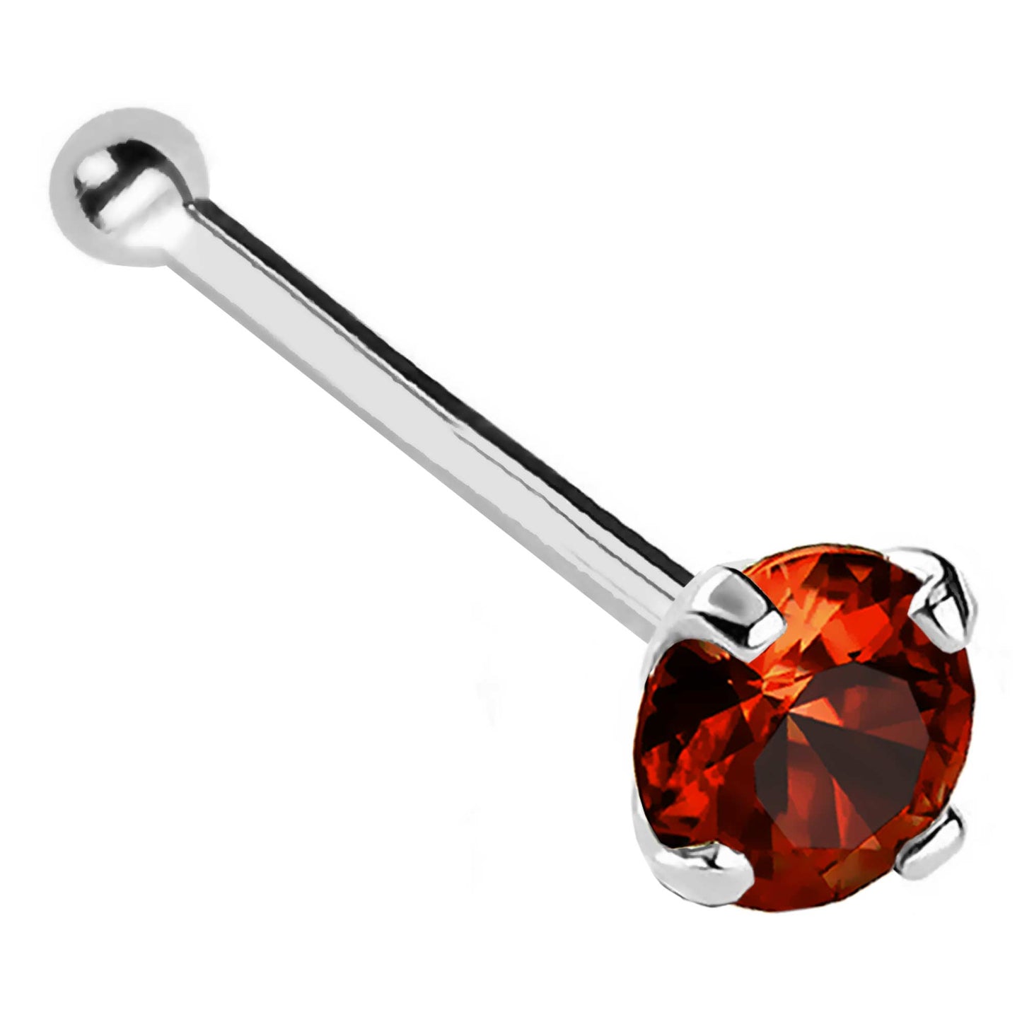 Jewelry Avalanche 22G 14K Gold Ball-end Nose Stud with Garnet Gemstone