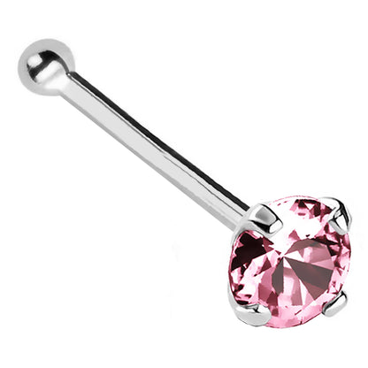 Jewelry Avalanche 22G 14K Gold Ball-end Nose Stud with Pink Tourmaline Gemstone