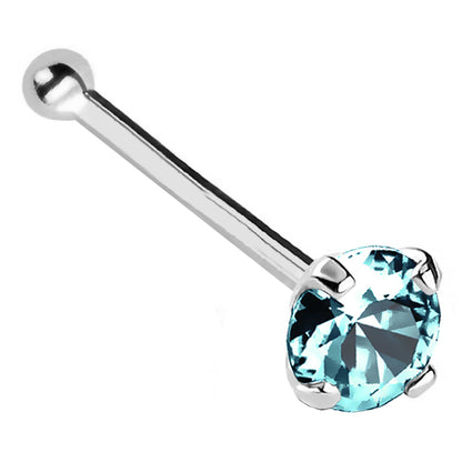Jewelry Avalanche 22G 14K Gold Ball-end Nose Stud with Blue Topaz Gemstone