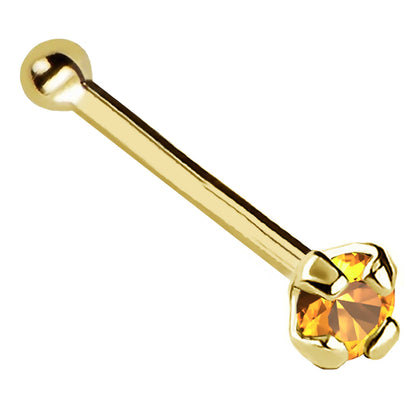 Jewelry Avalanche 22G 14K Gold Ball-end Nose Stud with Citrine Gemstone