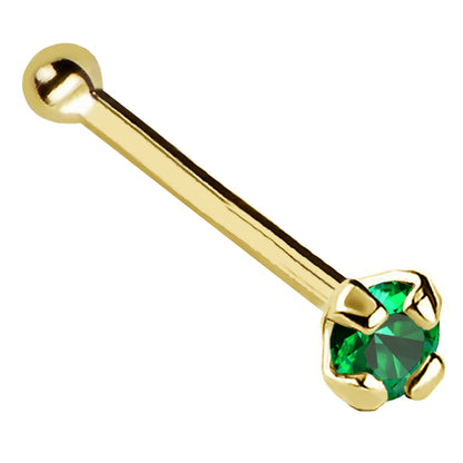 Jewelry Avalanche 22G 14K Gold Ball-end Nose Stud with Emerald Gemstone