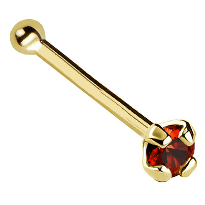 Jewelry Avalanche 22G 14K Gold Ball-end Nose Stud with Garnet Gemstone