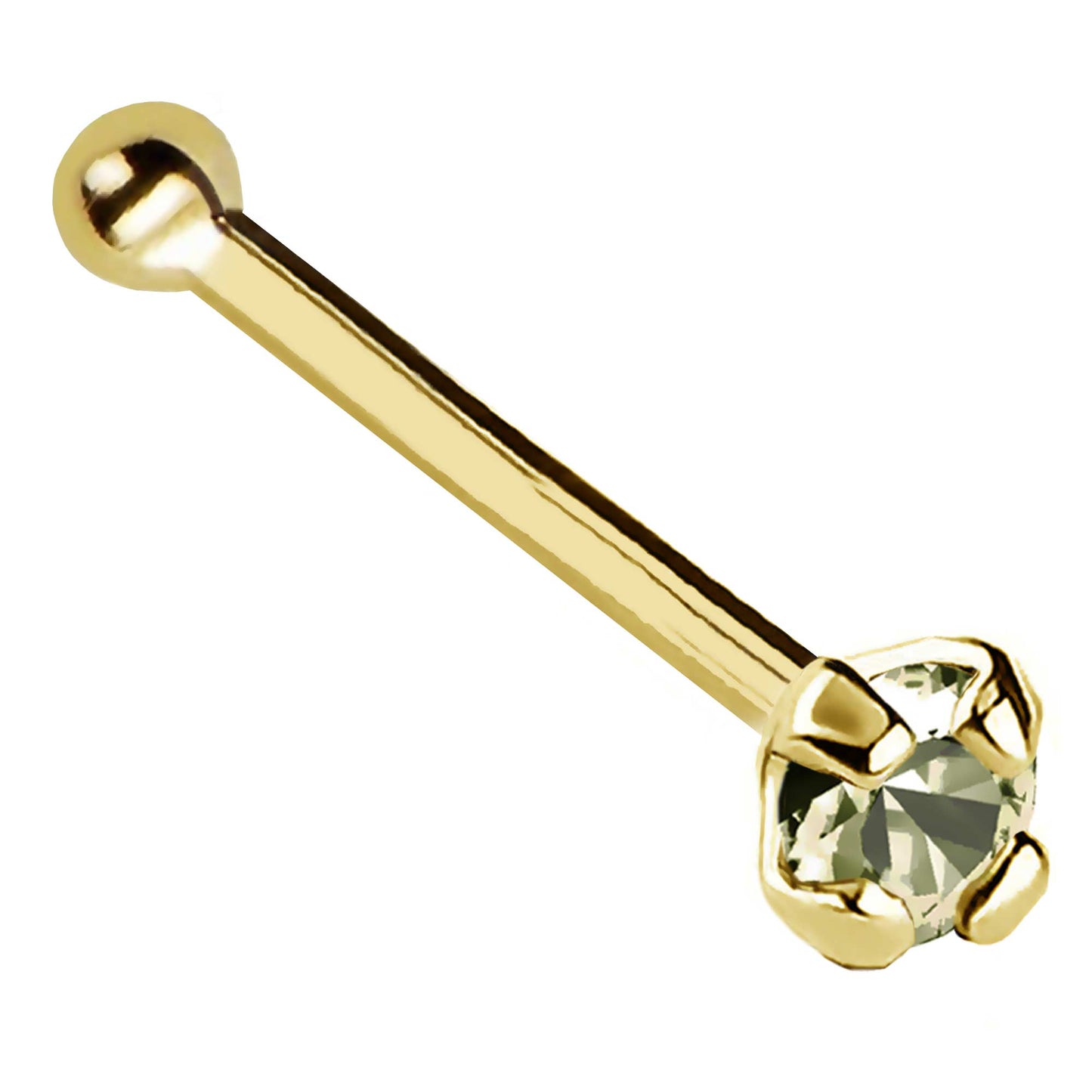 Jewelry Avalanche 22G 14K Gold Ball-end Nose Stud with Peridot Gemstone
