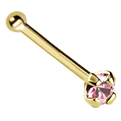 Jewelry Avalanche 22G 14K Gold Ball-end Nose Stud with Pink Tourmaline Gemstone